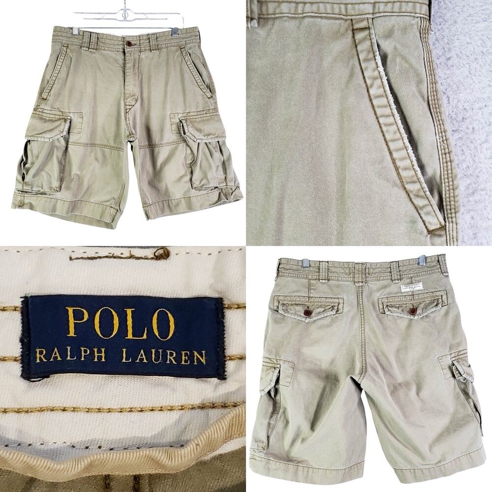 Polo Ralph Lauren Cargo Shorts Men's Size 34 Green Fatigue Cotton Pockets